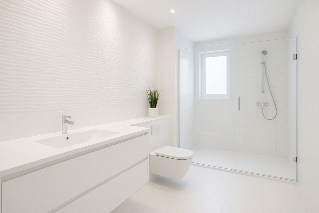 baño blanco minimalista Airbnb