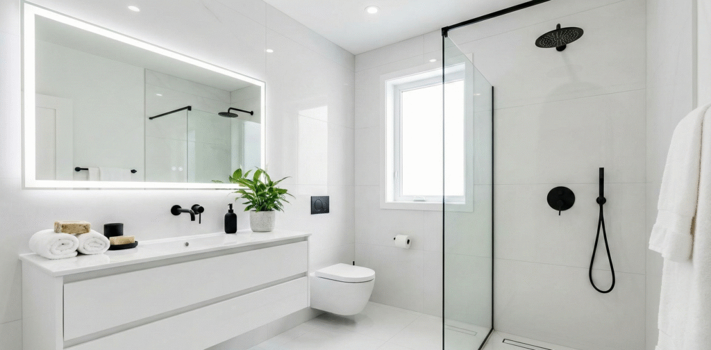 baño blanco moderno airbnb